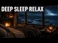 Ocean Storm Sleep Room | Fireplace, Waves & Deep Sleep Ambience (71 Min)