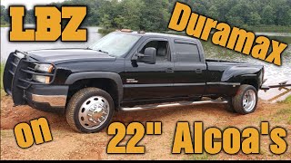 LBZ Duramax Dually on 22 Peterbilt Alcoa Wheels
