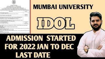 IDOL Admission 2022 Jan-Dec|Last date extended|Sybcom|Syba|Tybcom|Tyba|University of Mumbai IDOL|