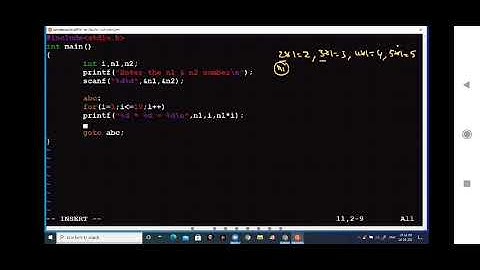 goto label : multiplication tables using two integers . basic c