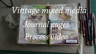Vintage mixed media journal page - complete process
