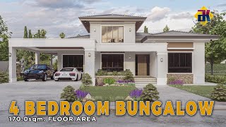 4 Bedroom Bungalow HOUSE DESIGN | 170 sqm. | Exterior & Interior Animation