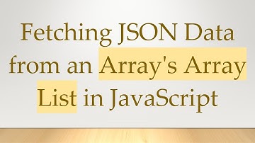Fetching JSON Data from an Array