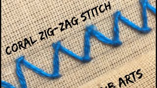 Coral zig-zag stitch | Hand embroidery stitches | Embroidery tutorial | vb arts