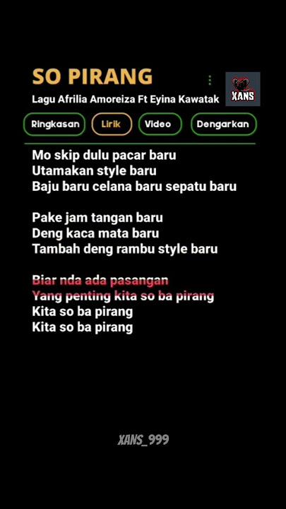 LIRIK LAGU SO BA PIRANG #liriklagu #music #trending #shorts