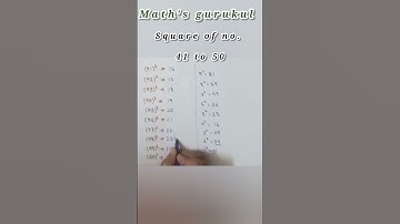 👉👉Square of numbers from 41 to 50||Square root shorts tricks#Shorts#Math