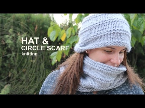 Tutorial Hat & Circle Scarf Knitting in English - YouTube