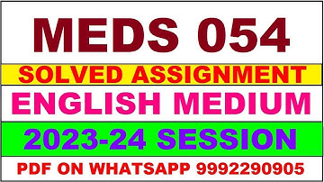 meds 054 solved assignment 2023-24 | meds 54 solved assignment in english 2024 | meds 54 2024