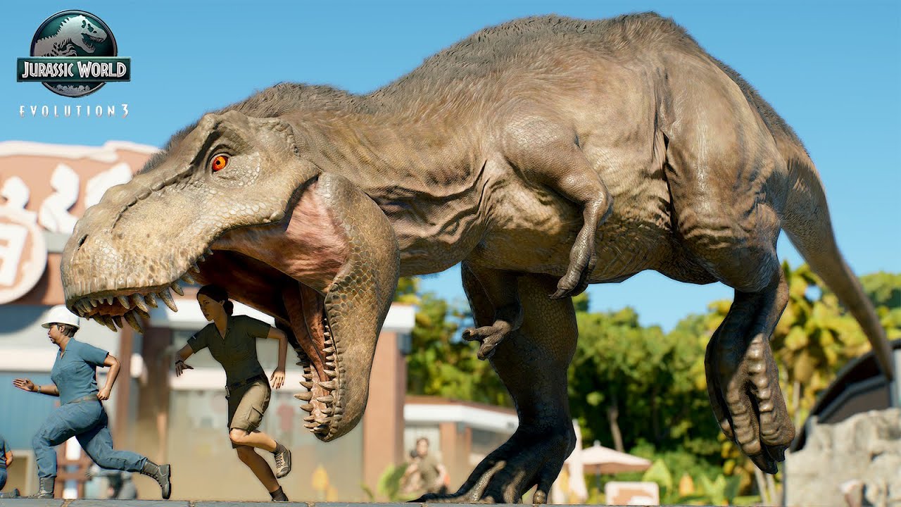 TYRANNOSAURUS REX RAMPAGE IN CITY - VS ALL LARGE & MEDIUM DINOSAURS | JURASSIC WORLD EVOLUTION 3 |