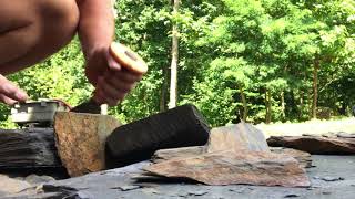 Hand splitting slate for mosaics. #shorts #short