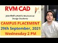 CAMPUS PLACEMENT AGAIN AT RVM CAD FARIDABAD | Wednesday, 29th Sep, 2 PM | Job on Solidworks #shorts
