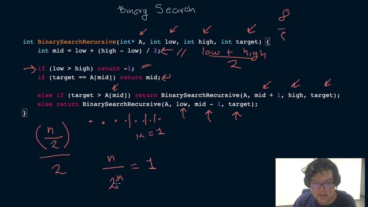 Binary search 4 - Análisis de la complejidad (time & space Big O) - YouTube