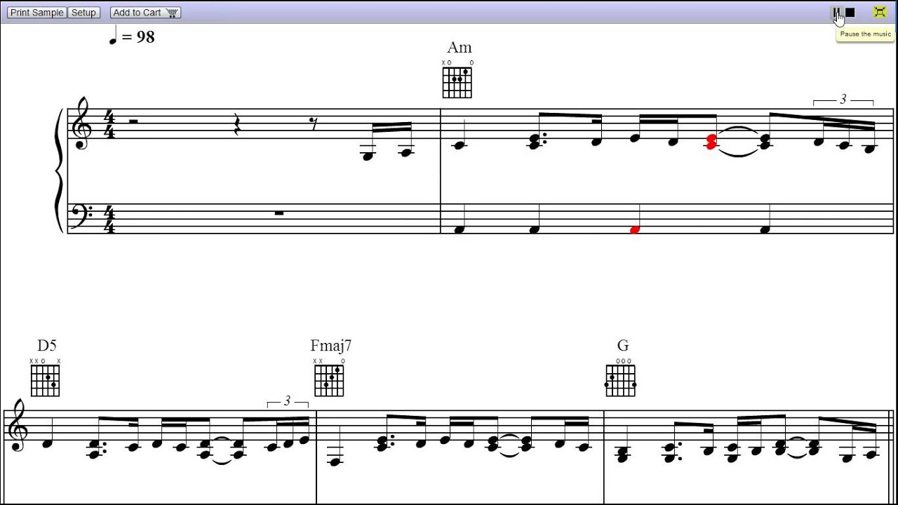 One by U2 - Piano Sheet Music:Teaser - YouTube