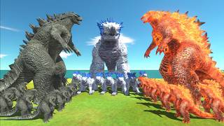 Evolution of Godzilla 2014 VS Fire Godzilla VS Ice Shimo - Animal Revolt Battle Simulator
