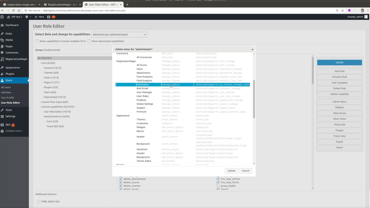 User Role Editor Pro - access to the Registration Magic only - YouTube