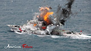 Brutally! 4 China Coast Guard Hit by Japan Navy missiles Near Senkaku Islands