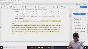 IMPORTANT AMENDMENT IN CGST RULES, 2017