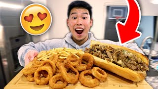 My Girlfriend Made Me Philly Cheese Steaks | Full Cooking + Mukbang