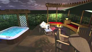 Backyard Night-Time Render