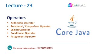 Operators in Java | By Adil Sir | Lecture - 23
