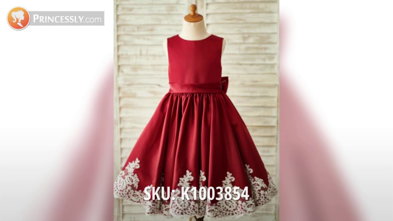 Fall Wine Colored Flower Girl Dresses with Bow Princessly Dresses