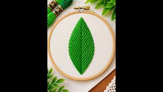 🍃Hand embroidery leaf doodles how to do basic fishbone stitches  #embroidery #fishbonestitch