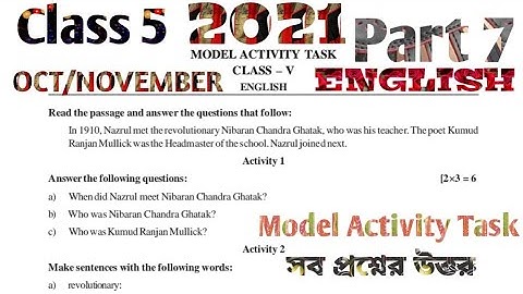 MODEL ACTIVITY TASK CLASS 5 ENGLISH PART 7 OCTOBER 2021