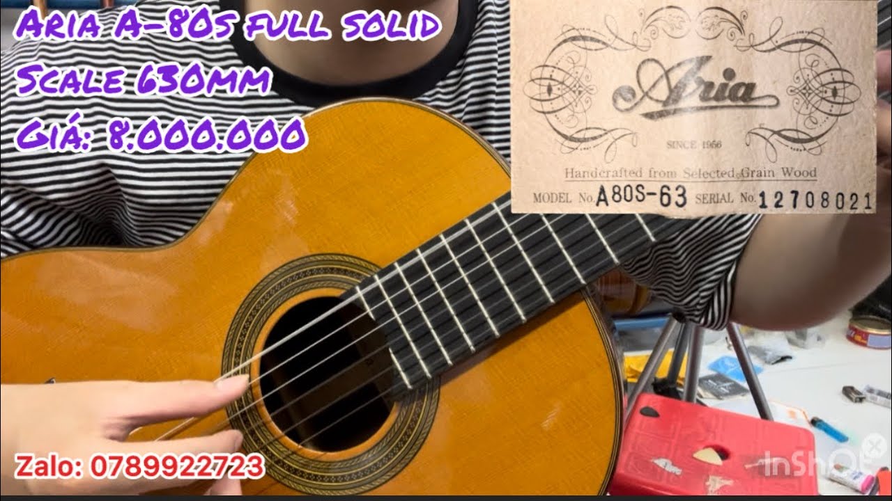 Aria A-80s full solid, scale 630mm giá chỉ 8 triệu. Ngoại hình 