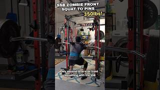 this lift is a meme 😂 (350lbs SSB Zombie Front Squat to Pins)