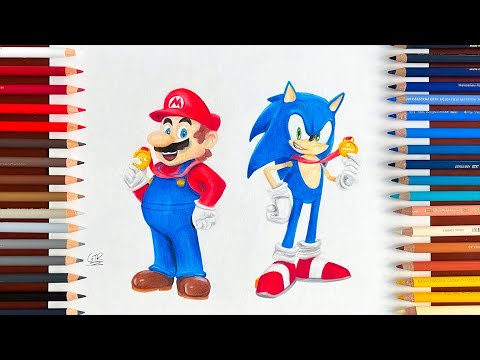 Desenho para colorir Mario e Sonic nos Jogos Olímpicos Tóquio 2020