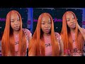 PRE-COLORED GINGER HAIR NO BABY HAIR WIG INSTALL +LAID MIDDLE PART Ft. EULLAIR HAIR