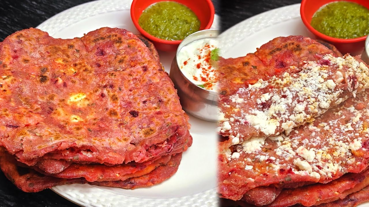 Beetroot Paneer Paratha|बीटरूट मिक्स पनीर पराठा|No onion garlic healthy ...