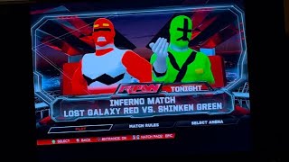 Lost Galaxy Red Vs Shinken Green (WWE2K14 Xbox 360 Inferno Match)