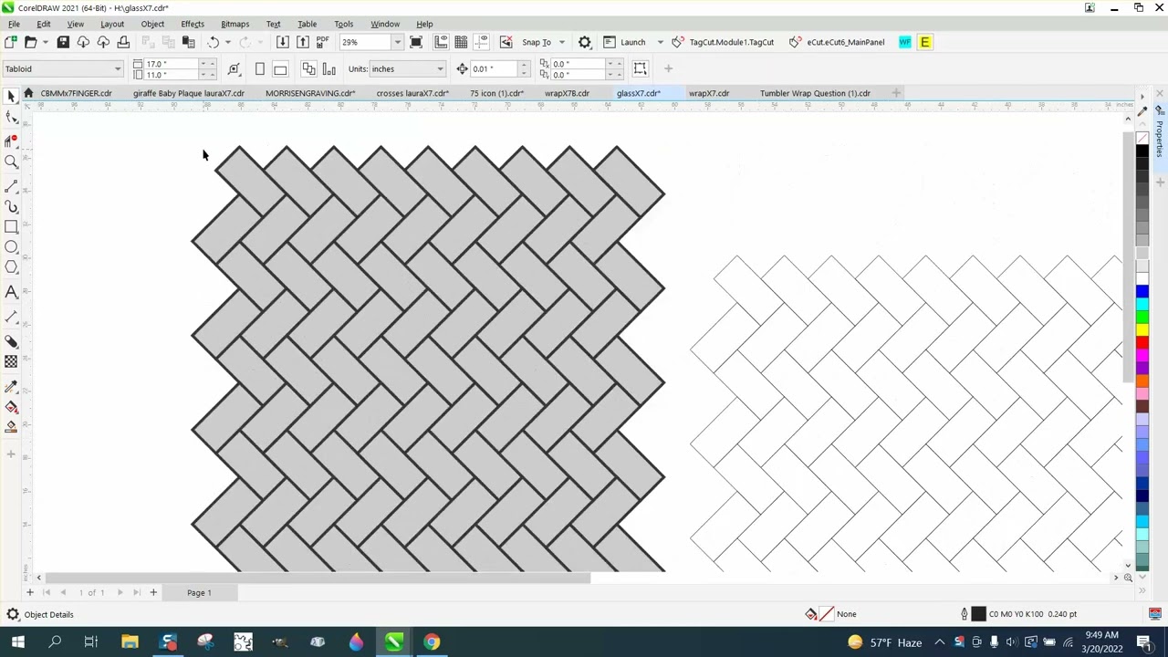 Corel Draw Tips And Tricks Draw A Herringbone Pattern Part 2 Youtube