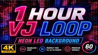 1 Hour Neon LED VJ Loop Background | 4K Aesthetic Motion Graphics