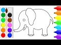 رسم و تلوين فيل مع صوت الفيل للأطفال   Draw an Elephant for kids