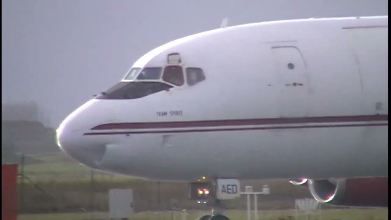 twilight year , one of the last JT3D  Douglas DC-8-62AF   / 9G AED departure from Ostend Airport