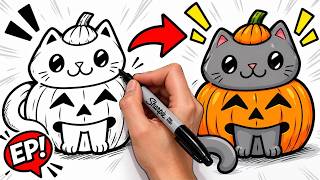 How to Draw Halloween Cat for Beginners