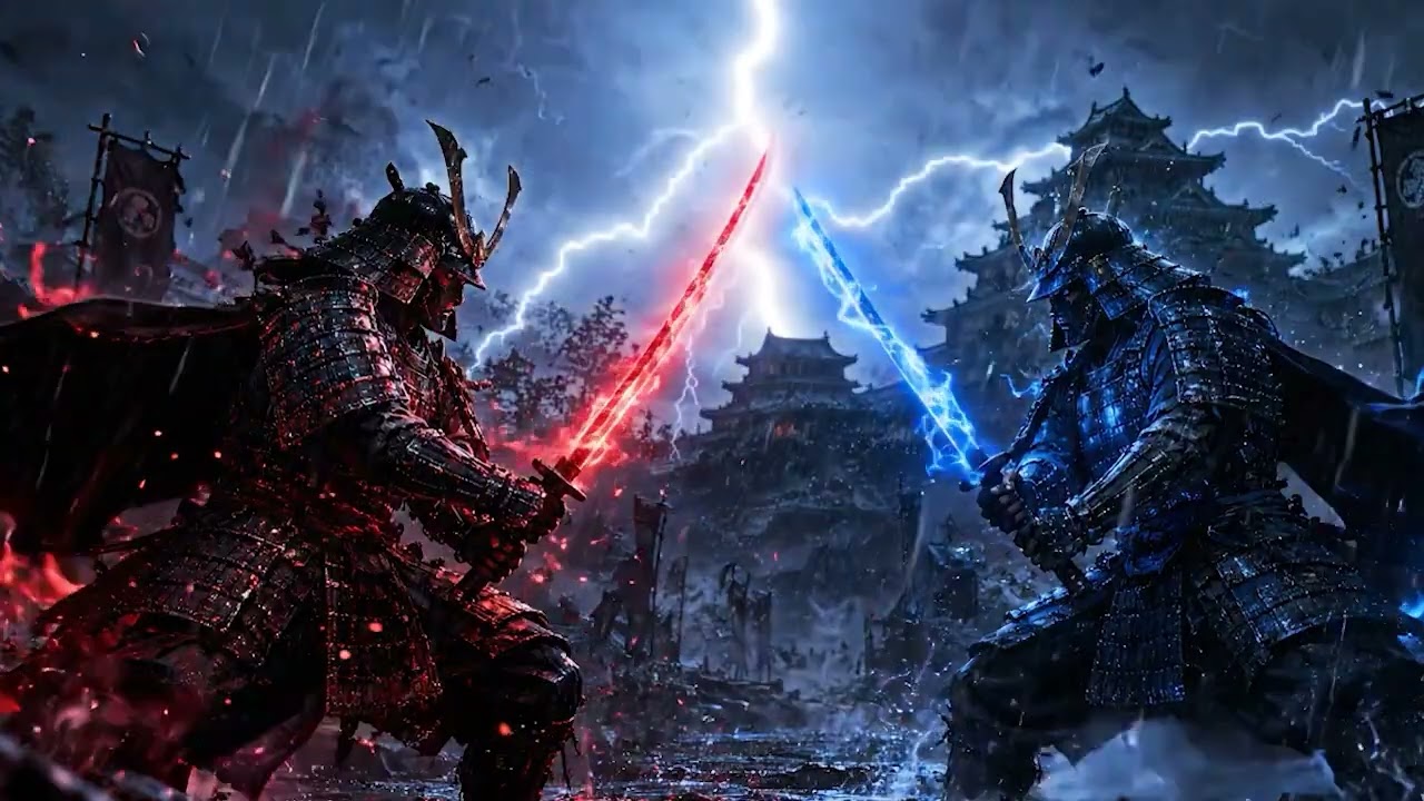Epic Samurai Duel in the Storm — Dark Japanese Battle Music