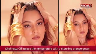 Shehnaaz Gill Raises The Temperature With A Stunning Orange Gown.