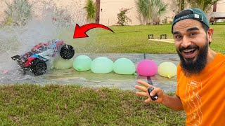 RC car vs water balloon experiment kar lia 😂🏎️