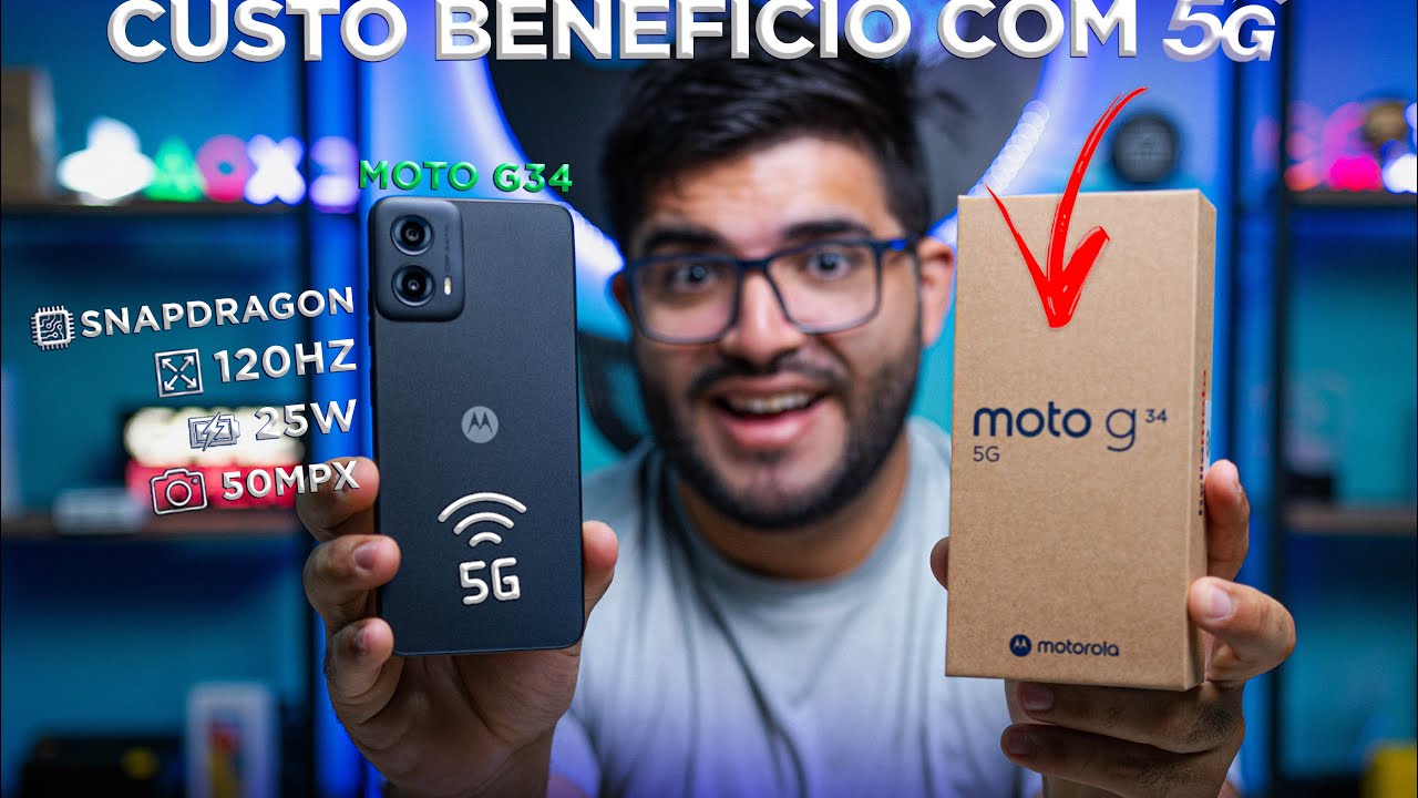 CHEGOU! Moto G34! O Smartphone 5G mais barato do mercado? Unboxing e testes