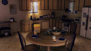 Maya 3D kitchen model - Depth Pass example
