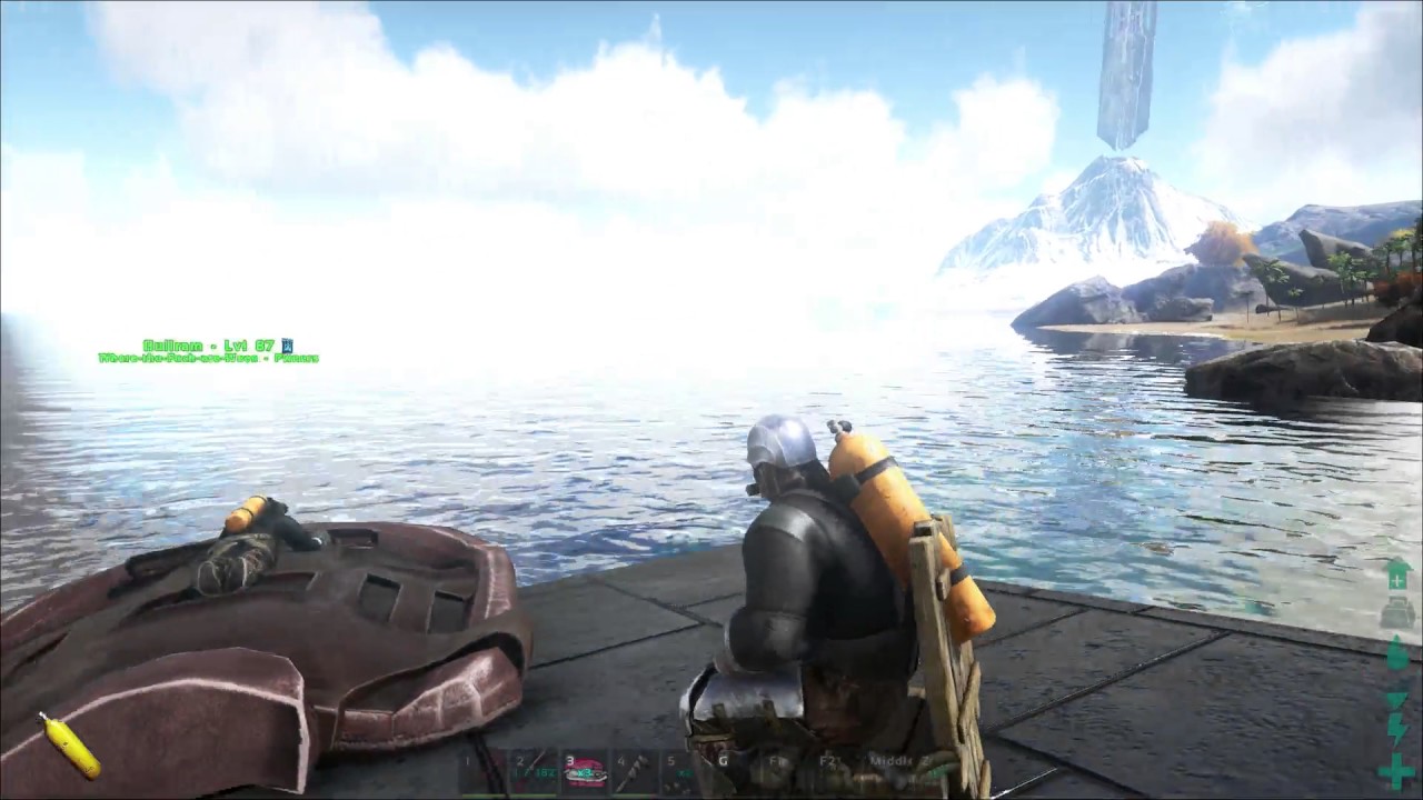 Firing from a chair underwater on a mosasaur platform. We tested it.  Ark 253