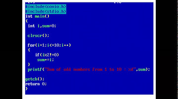 Program to display Sum of Odd Numbers from 1 to 10 using for loop