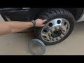 Centramatic Wheel Balancers installed on 22" Milled Semi Wheels on 33" Tires