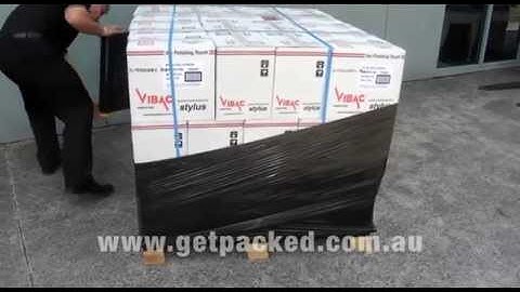 Wrap a Pallet with Black Hand Stretch Wrap