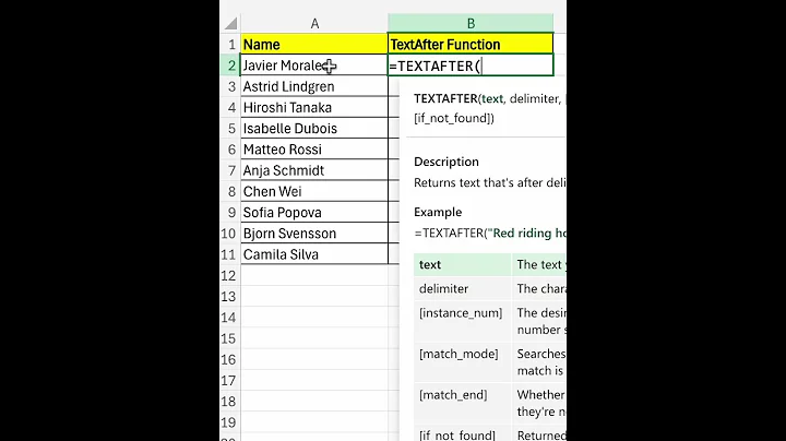 Extract Last Names Using TextAfter Function Excel | Text After Excel Formula #learnexcel #exceltips