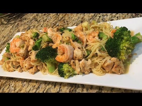 How to Cook Shrimp & Chicken Scampi with Broccoli over Angel Hair - Ep. 8