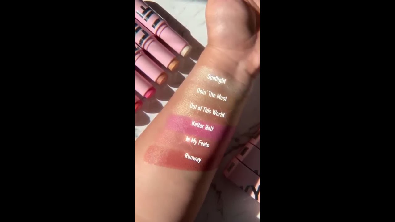 drooling over these swatches of our new Kylighter and Blush sticks by @lapetitechicmommy ✨💗 launch